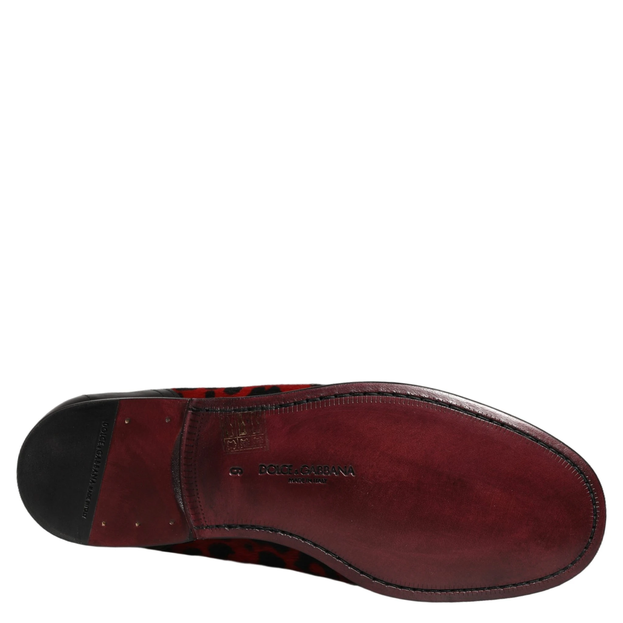 Red Leopard Print Pony Hair Dress Loafers Shoes