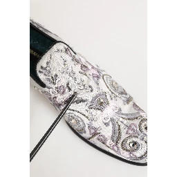 White Sequined Formal Slip On Loafers Shoes