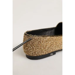 Gold Crystal Embellished Men Loafers Shoes