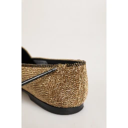 Gold Crystal Embellished Men Loafers Shoes