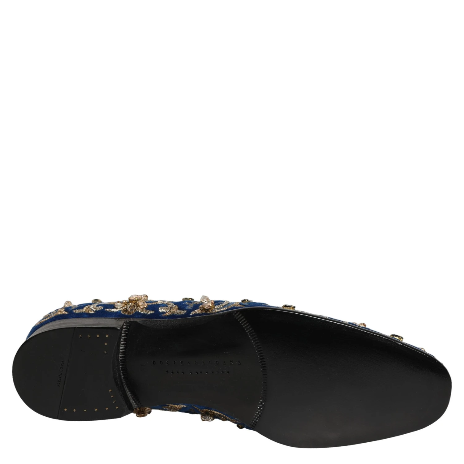 Blue Velvet Embellished Dress Loafers Shoes