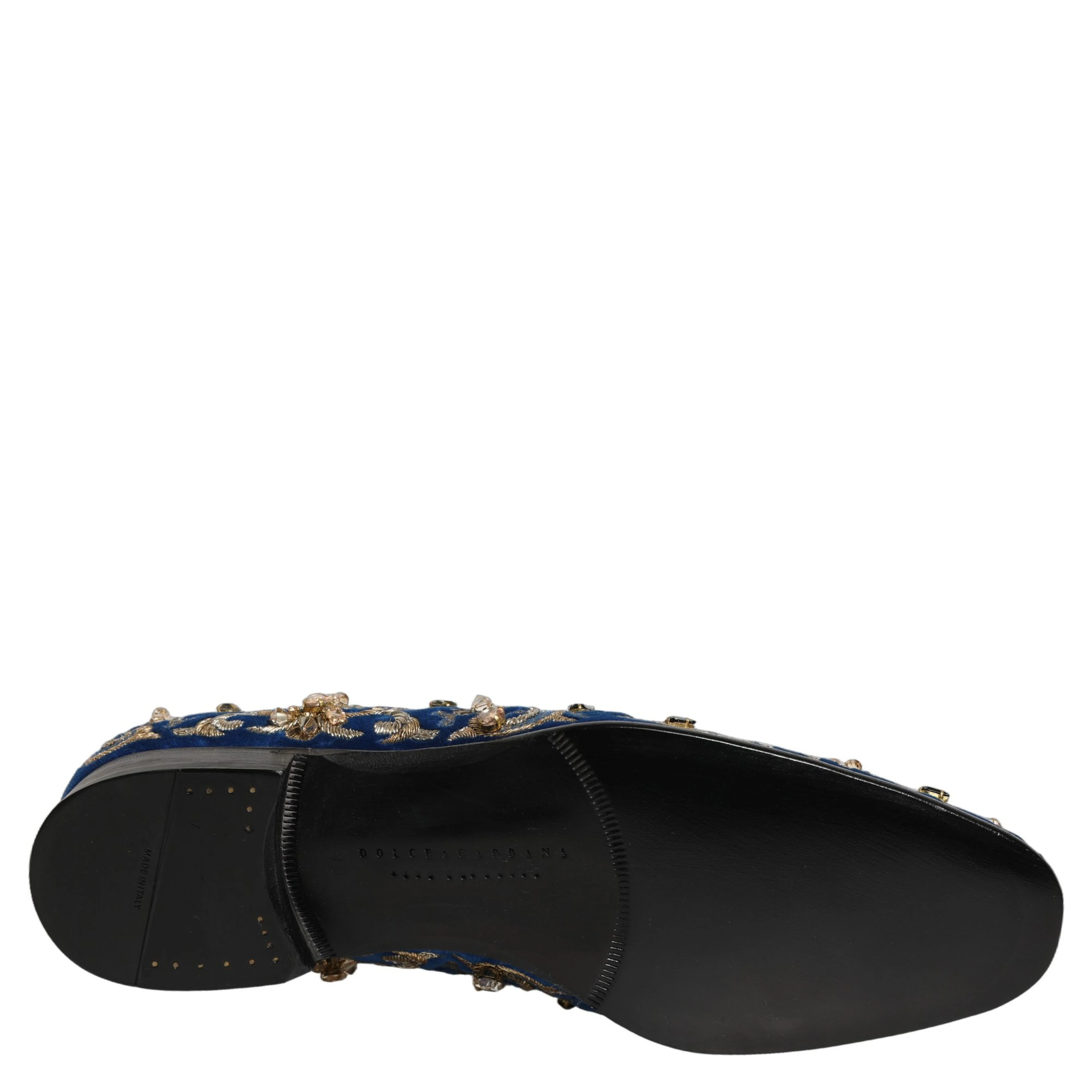 Blue Velvet Embellished Dress Loafers Shoes
