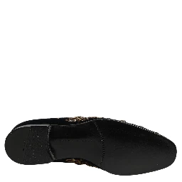 Black Velvet Embellished Dress Loafers Shoes