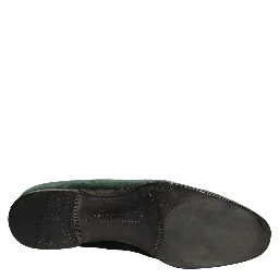Green Velvet Embellished Dress Loafers Shoes