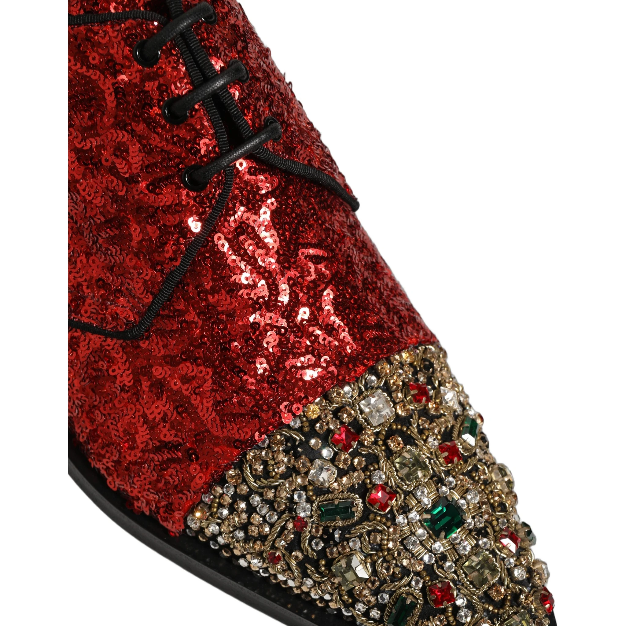 Red Sequin Embellished Men Derby Dress Shoes