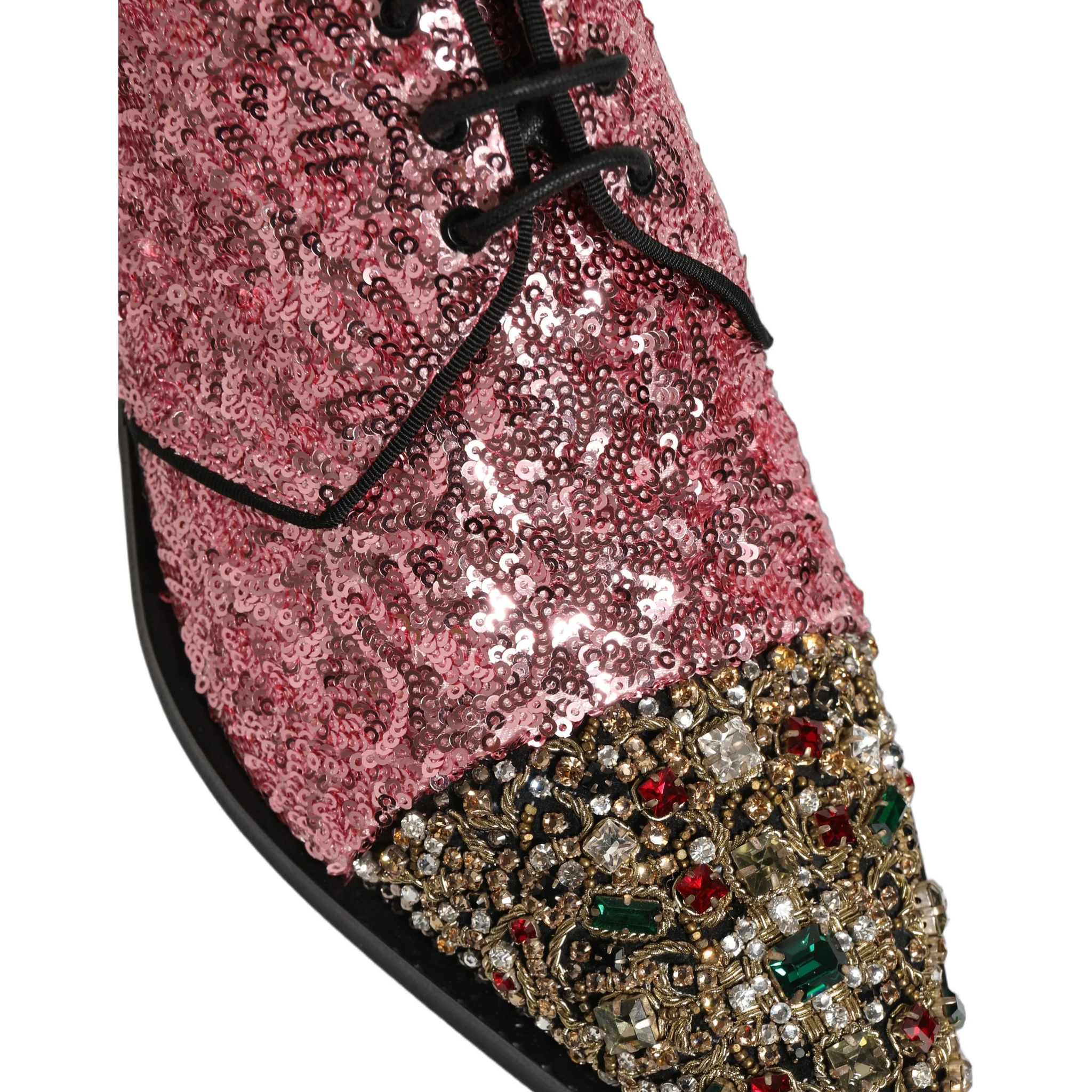 Pink Sequin Embellished Men Derby Dress Shoes