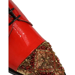 Red Embellished Men Derby Dress Formal Shoes
