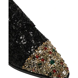 Black Sequin Embellished Men Derby Dress Shoes
