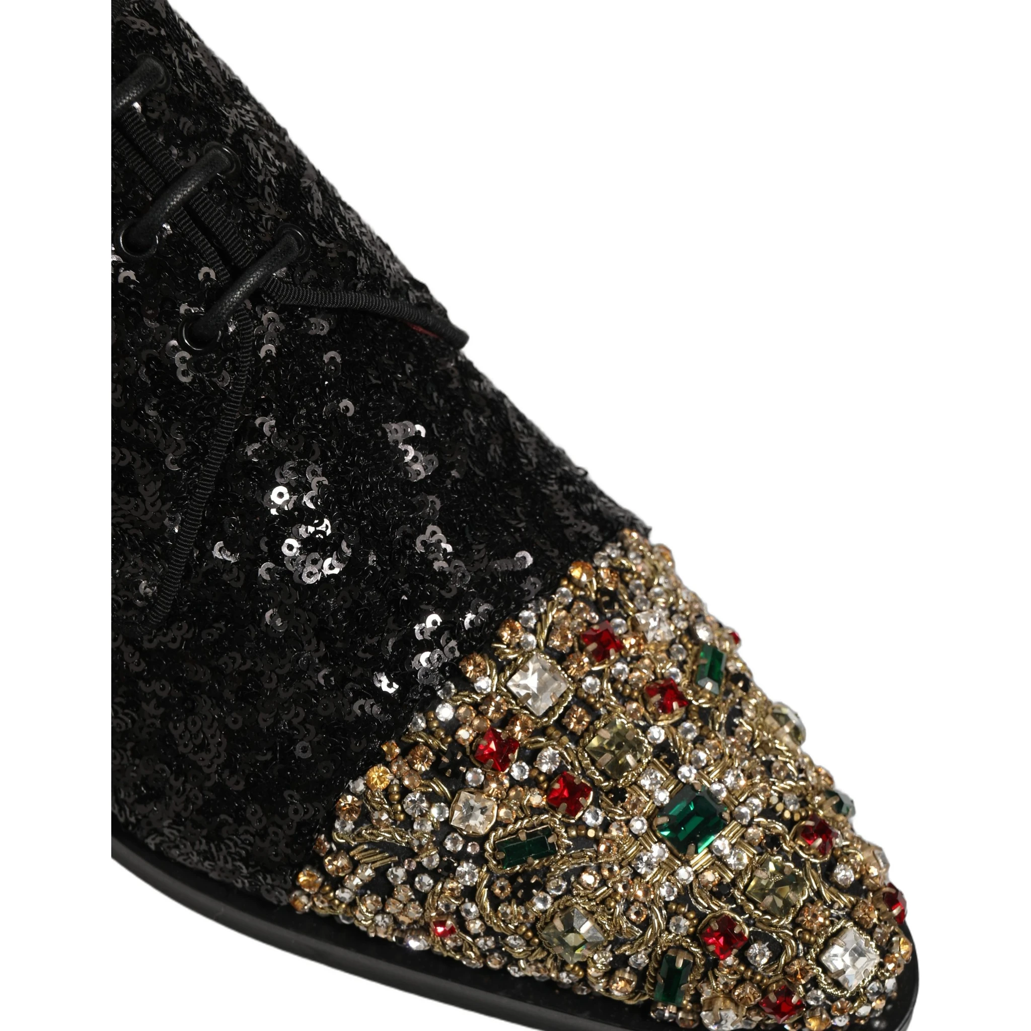Black Sequin Embellished Men Derby Dress Shoes