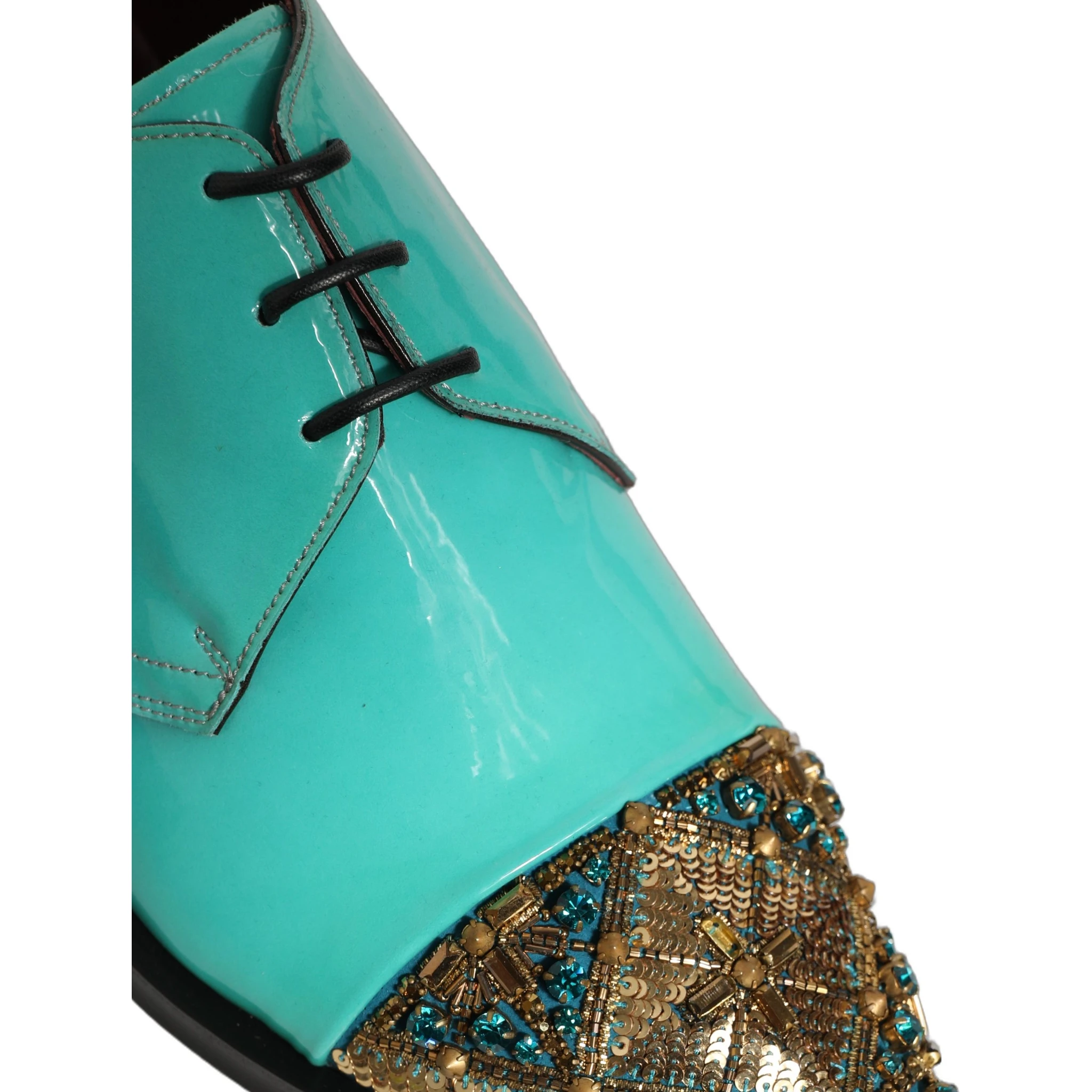 Aqua Blue Embellished Derby Dress Formal Shoes