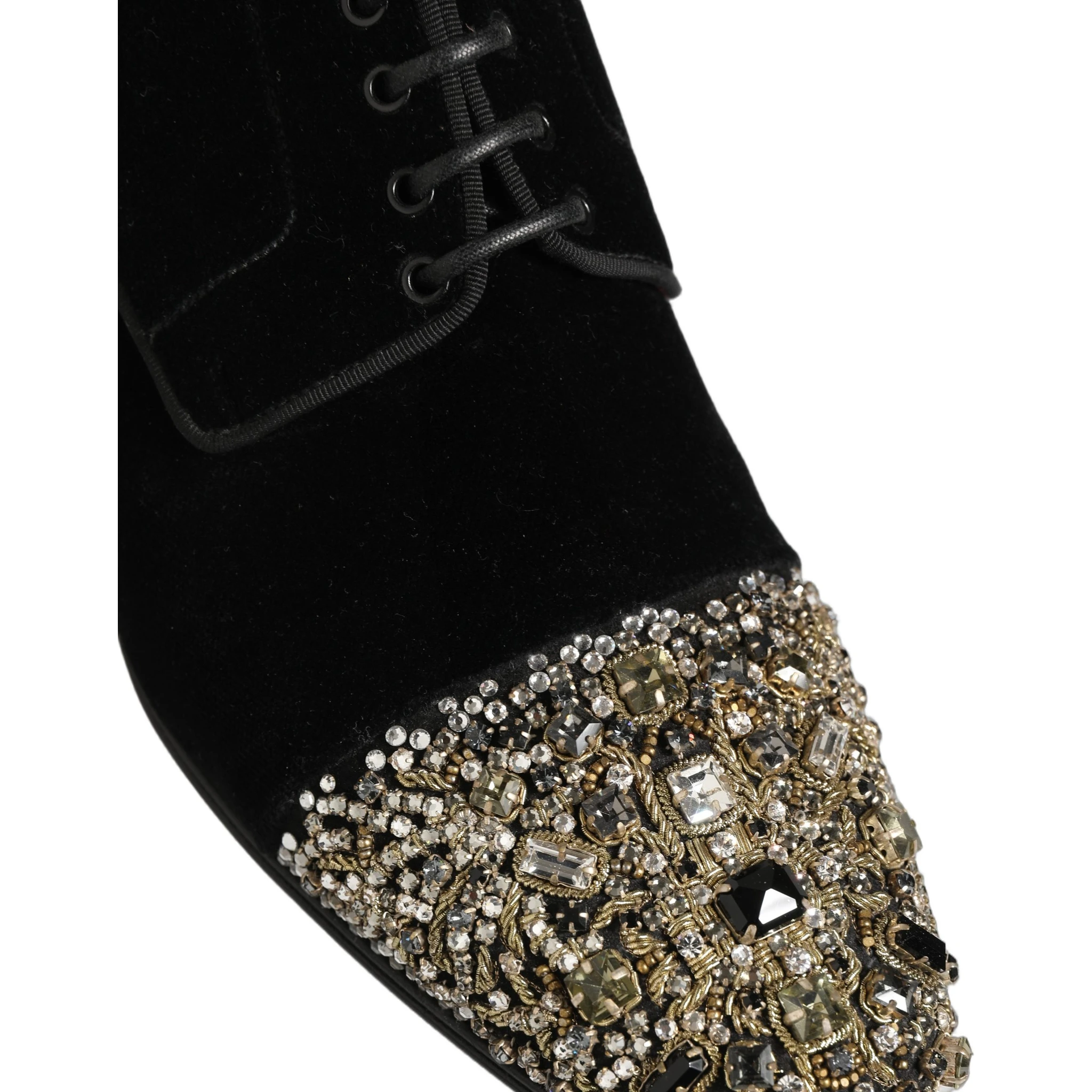 Black Suede Embellished Derby Dress Shoes