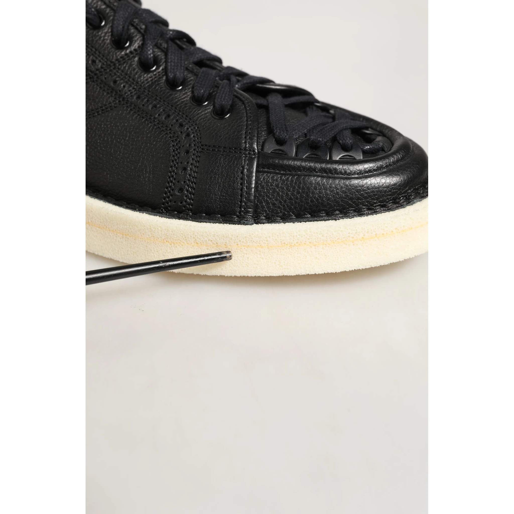 Black Leather Lace Up Low Top Sneakers Shoes