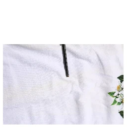 White D&G is Flowers Print Round Neck T-shirt