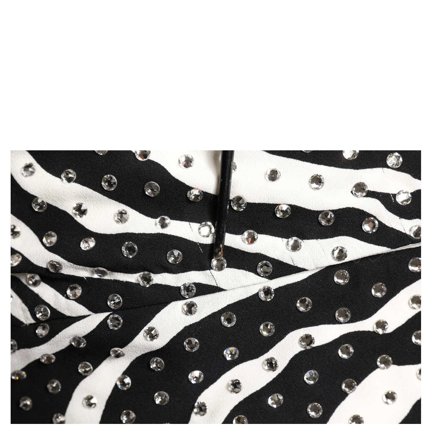 Black White Zebra Crystal Embellished Dress