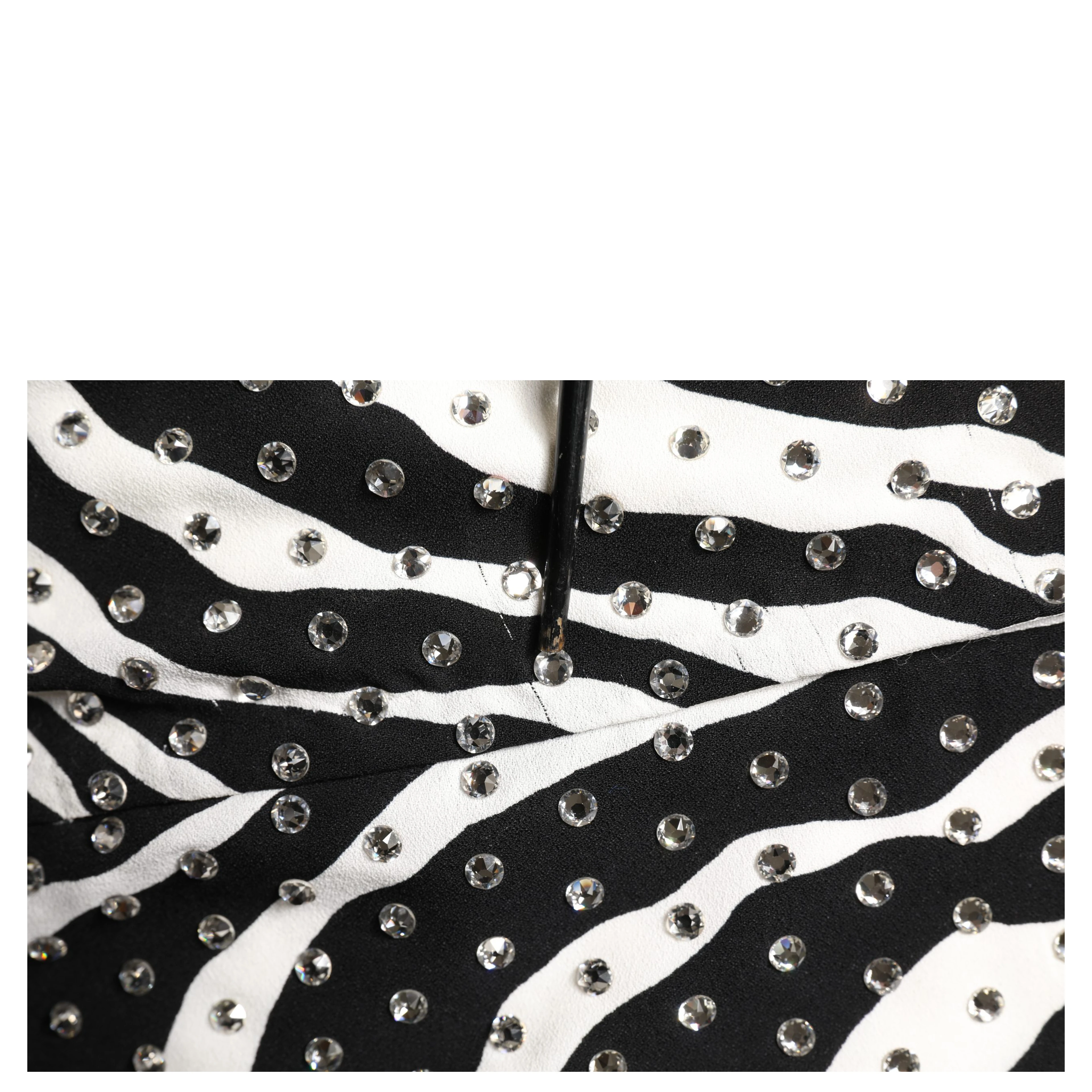 Black White Zebra Crystal Embellished Dress