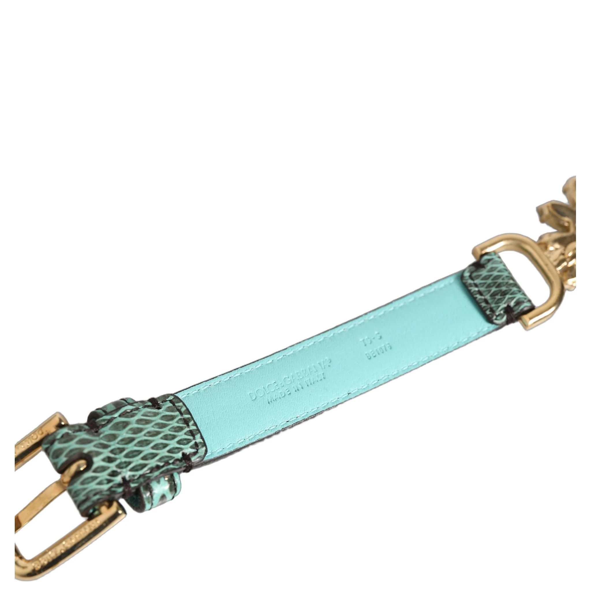 Green Leather Daisy Crystal Embellished Waist Belt