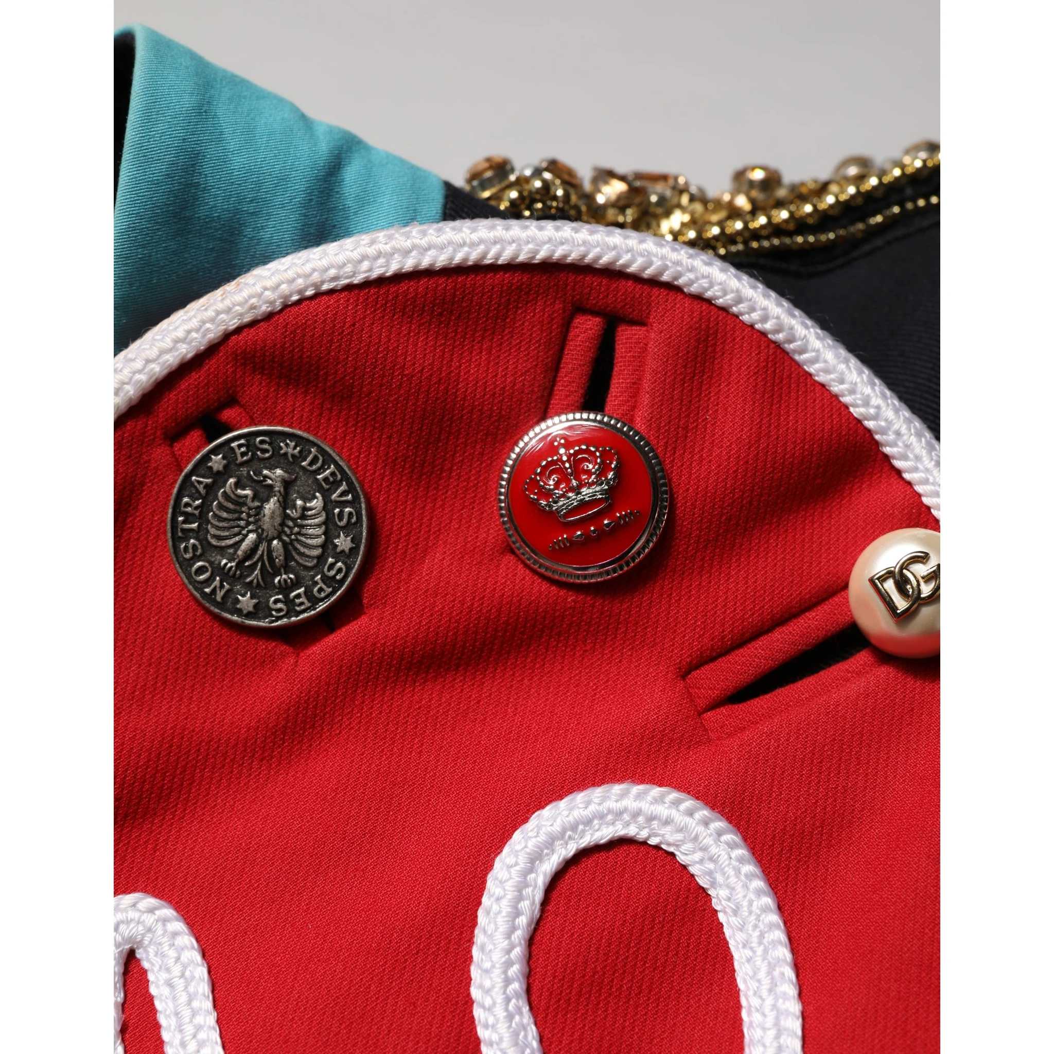 Multicolor Asymmetrical Ornate Jewel Cropped Jacket