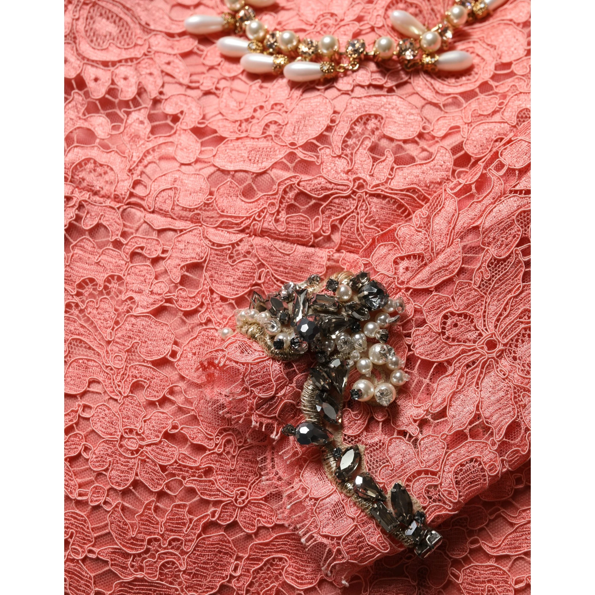Pink Embellished Mermaid Lace Gown Dress