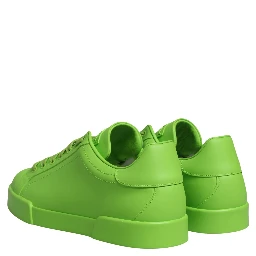 Green Leather Portofino Low Top Sneakers Shoes