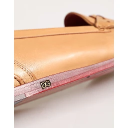 Beige Tassel Leather Men Slip On Loafers Shoes