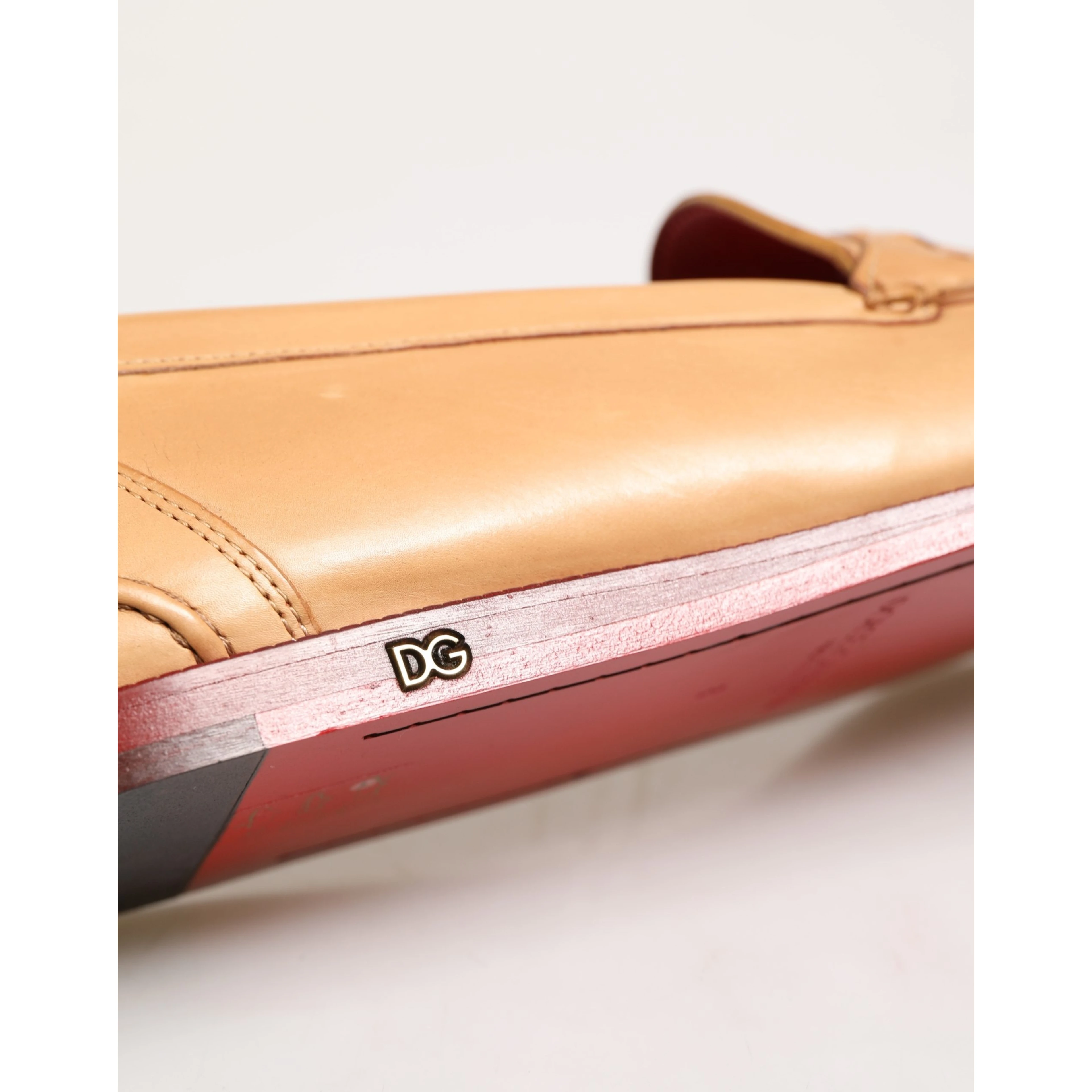 Beige Tassel Leather Men Slip On Loafers Shoes