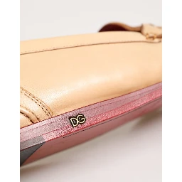 Beige Tassel Leather Men Slip On Loafers Shoes
