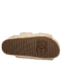 Beige Faux Fur Slides Men Flats Sandals Shoes