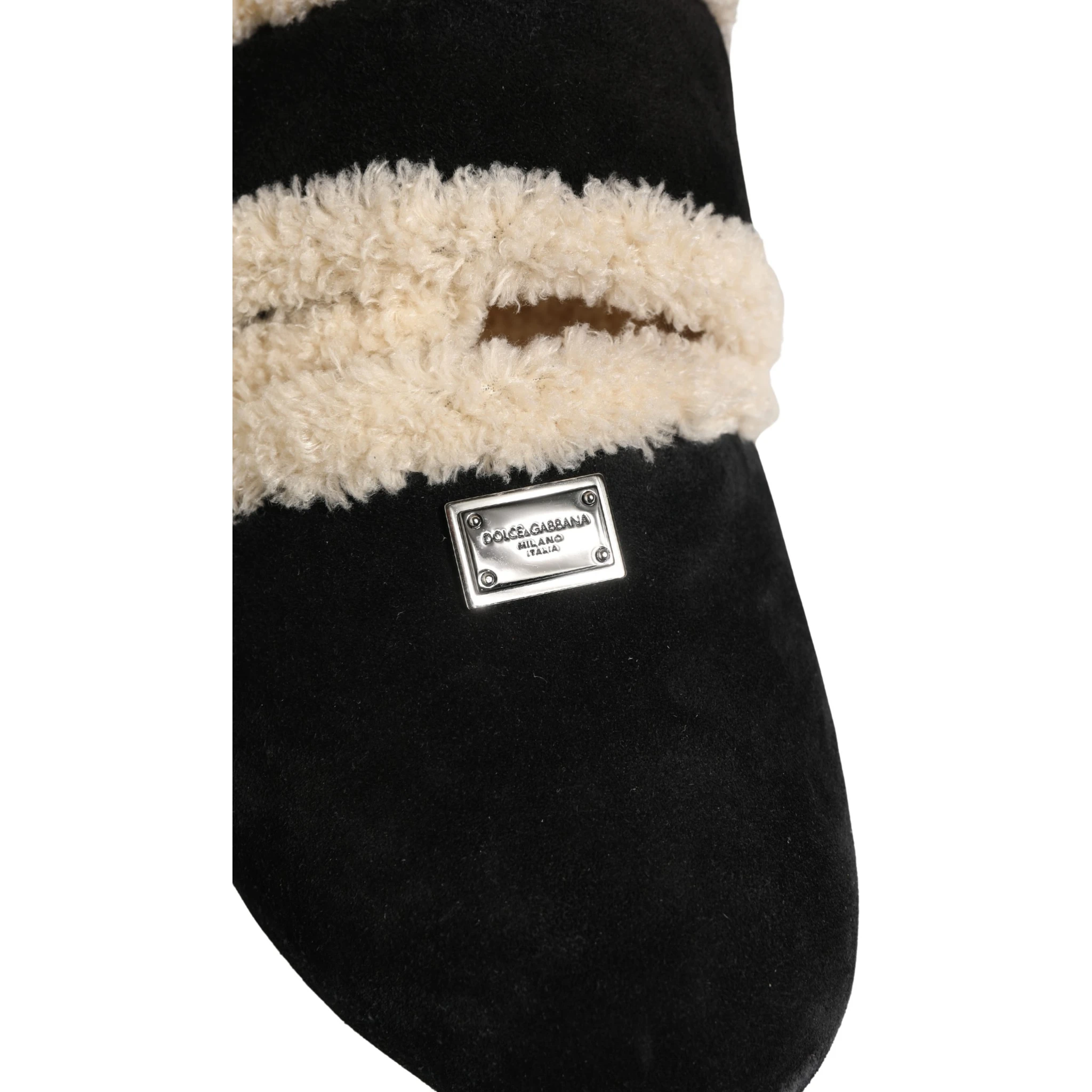 Beige Black Faux Fur Flats Men Sandals Shoes