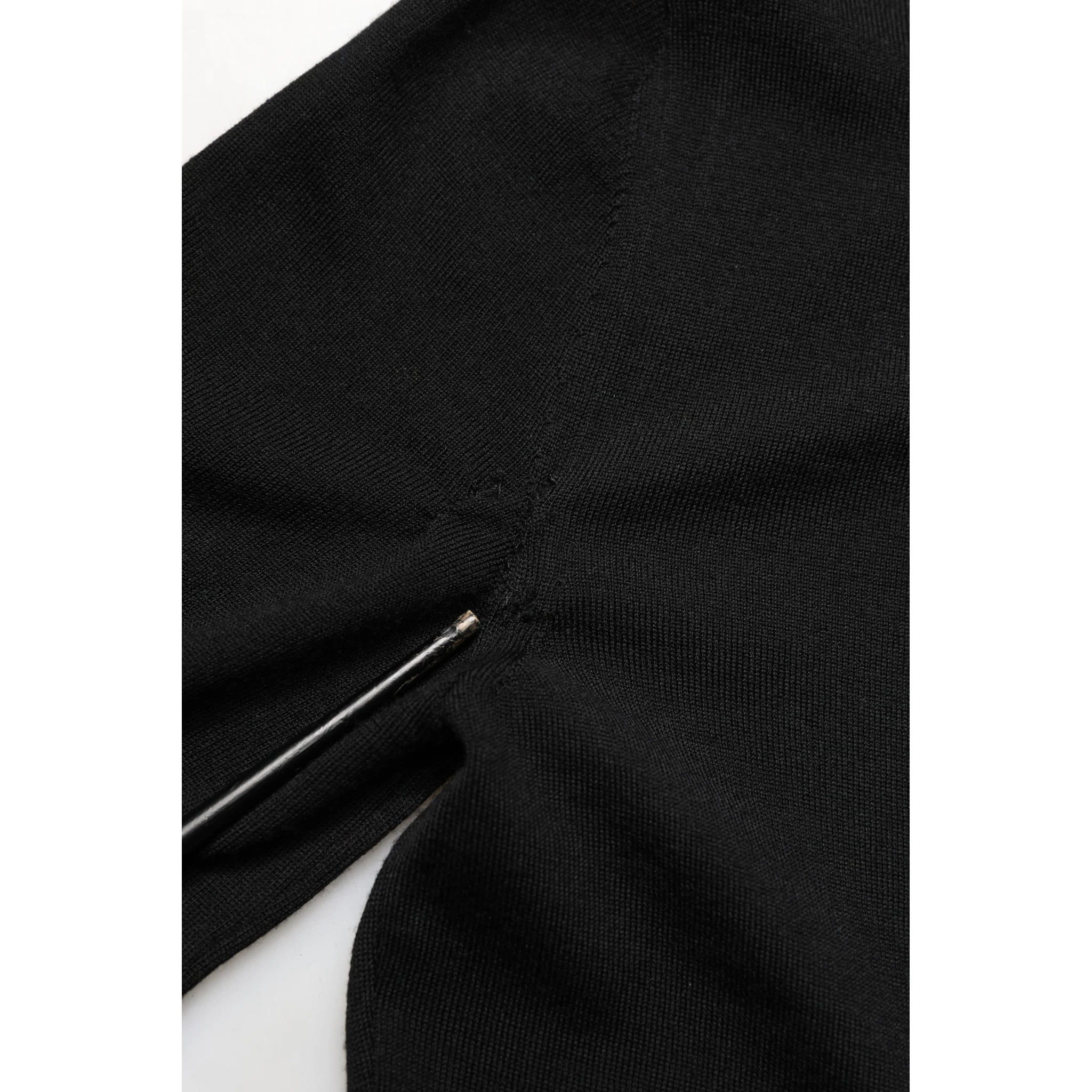 Black Wool Knitted Button Front Cardigan Sweater