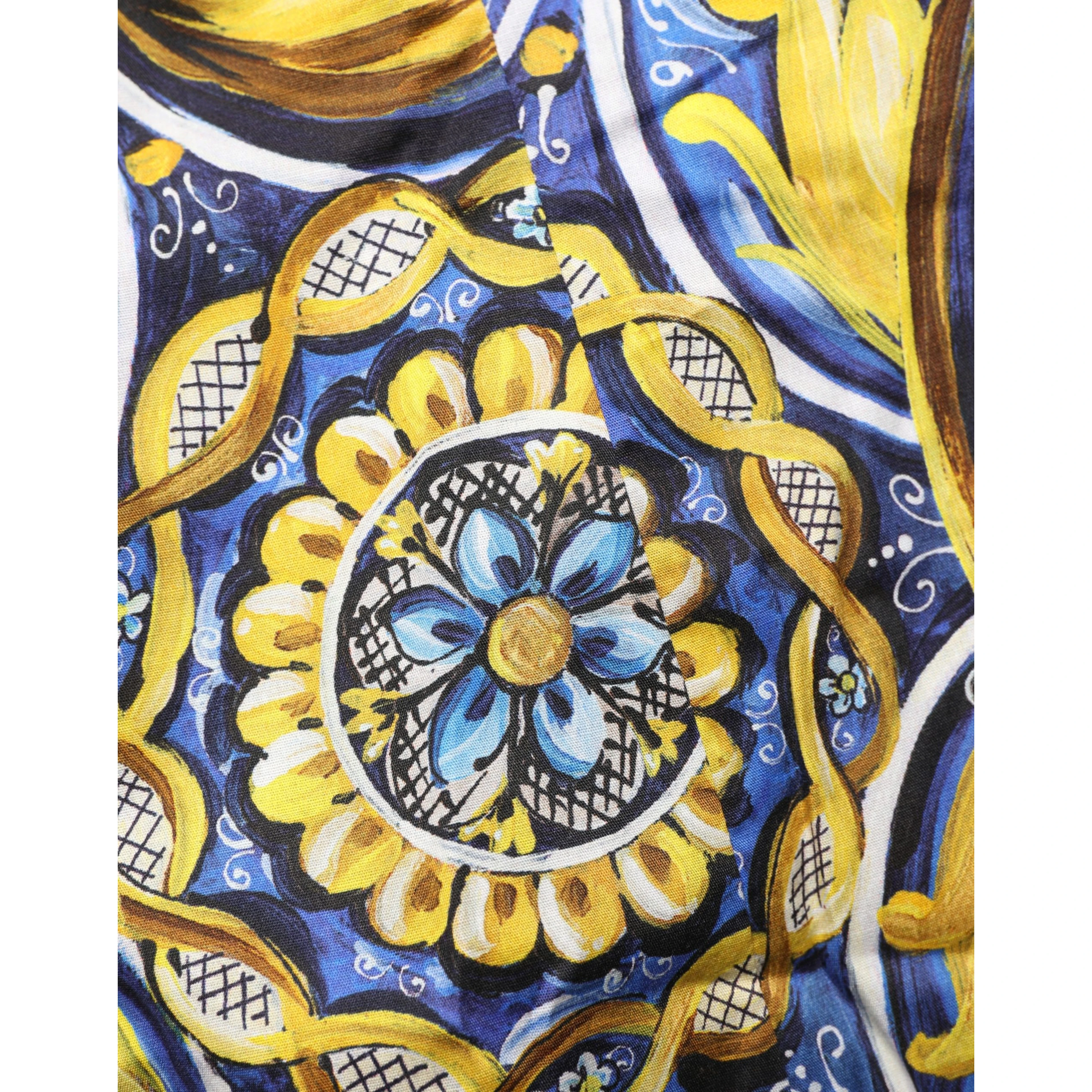 Multicolor Majolica Print Cotton Blouse Top