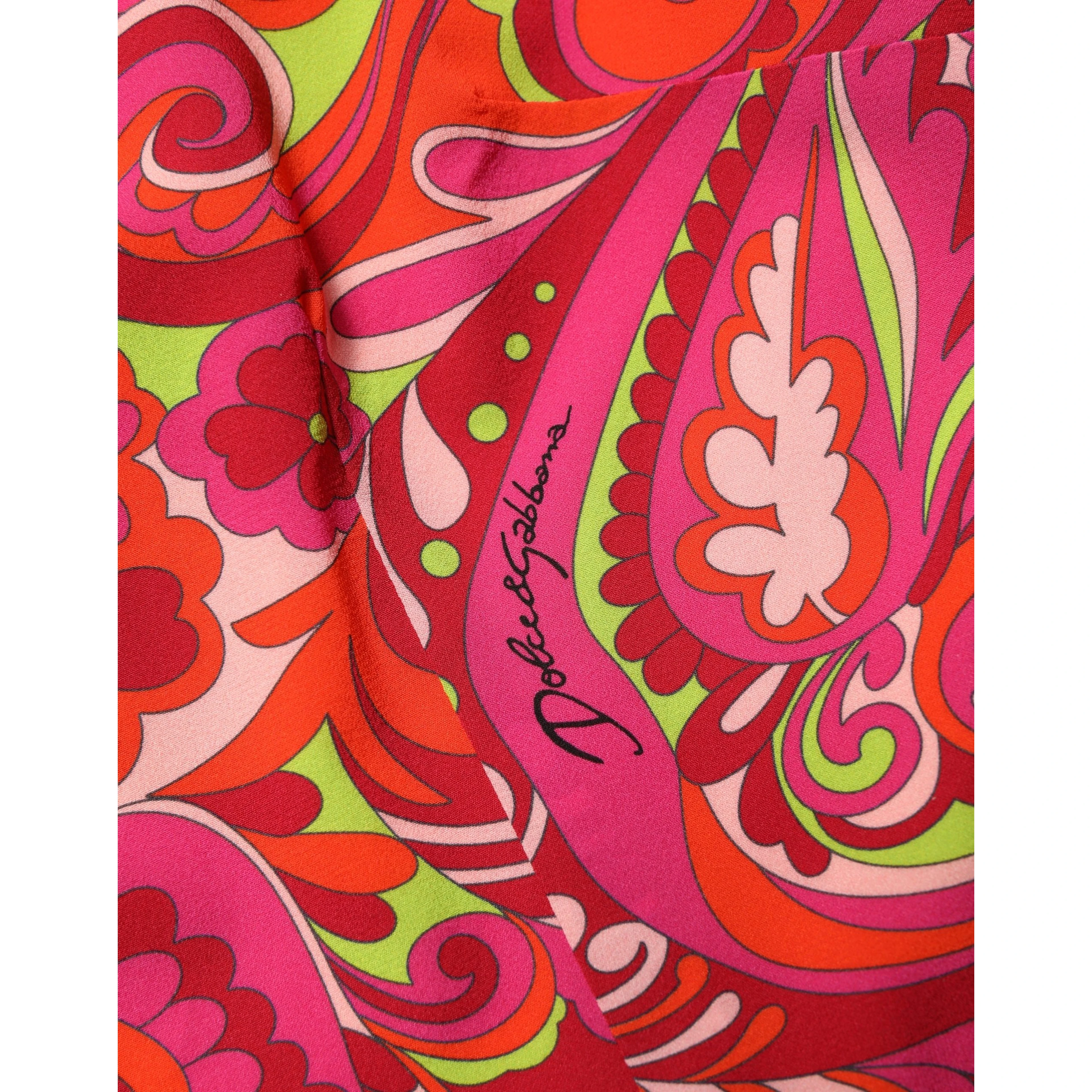 Red Paisley Floral Print Sheath Midi Dress