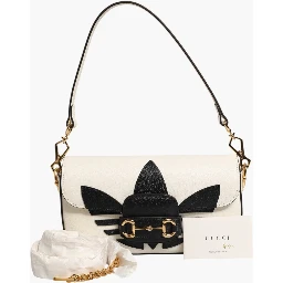 Gucci x Adidas Horsebit 1955  White Black Calfskin Leather Shoulder Bag