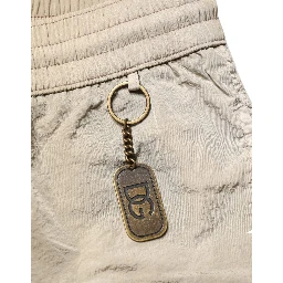 Brown Nylon Drawstring Swim Shorts Swimwear