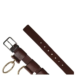 Men Brown Classic Leather Metal Buckle Belt