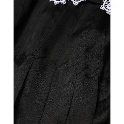 Black White Silk Macrame Lace Midi Dress