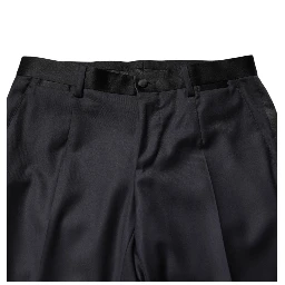 Black Wool Single Breasted 3 Piece Men Suit
