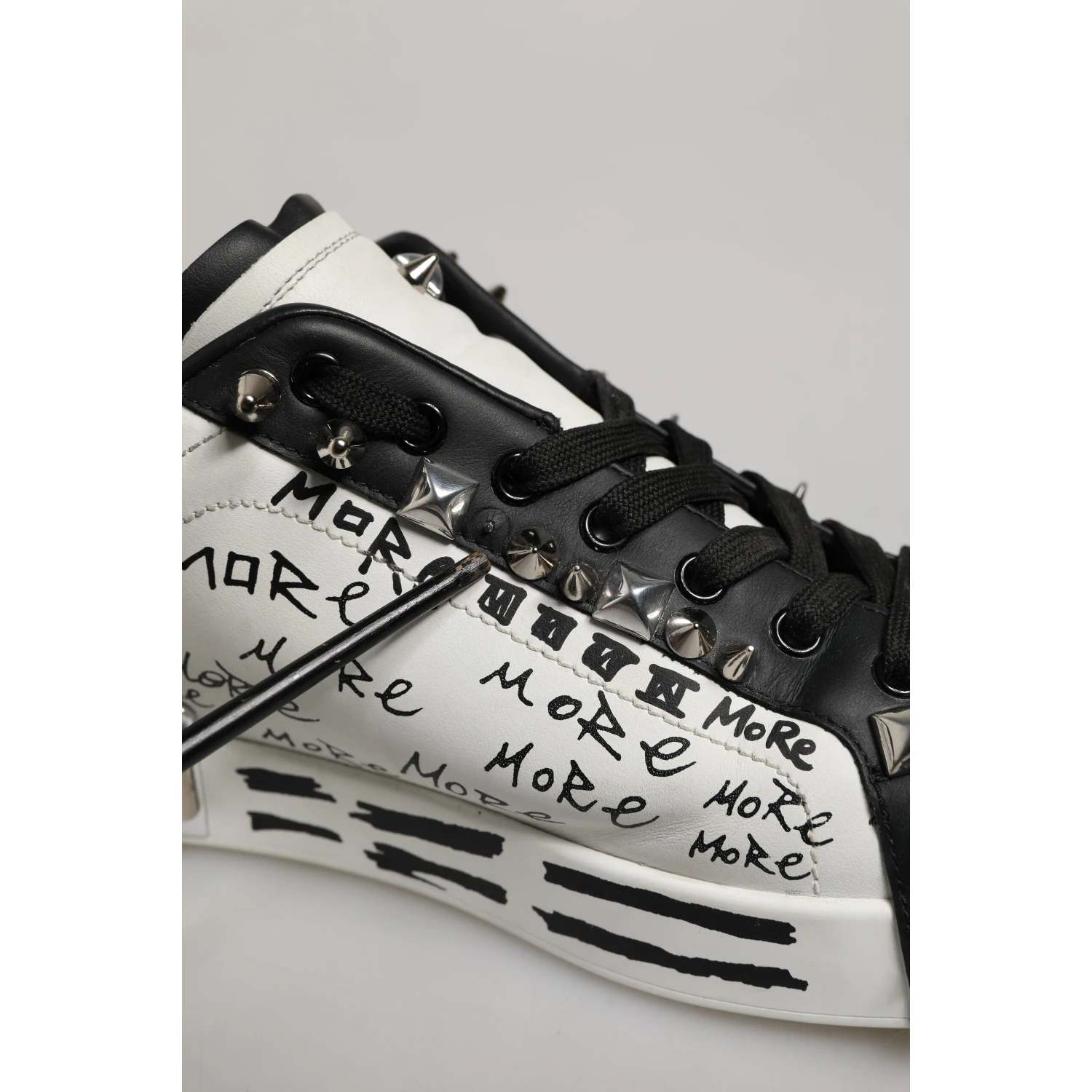 Black White Studded Low Top Sneakers Shoes