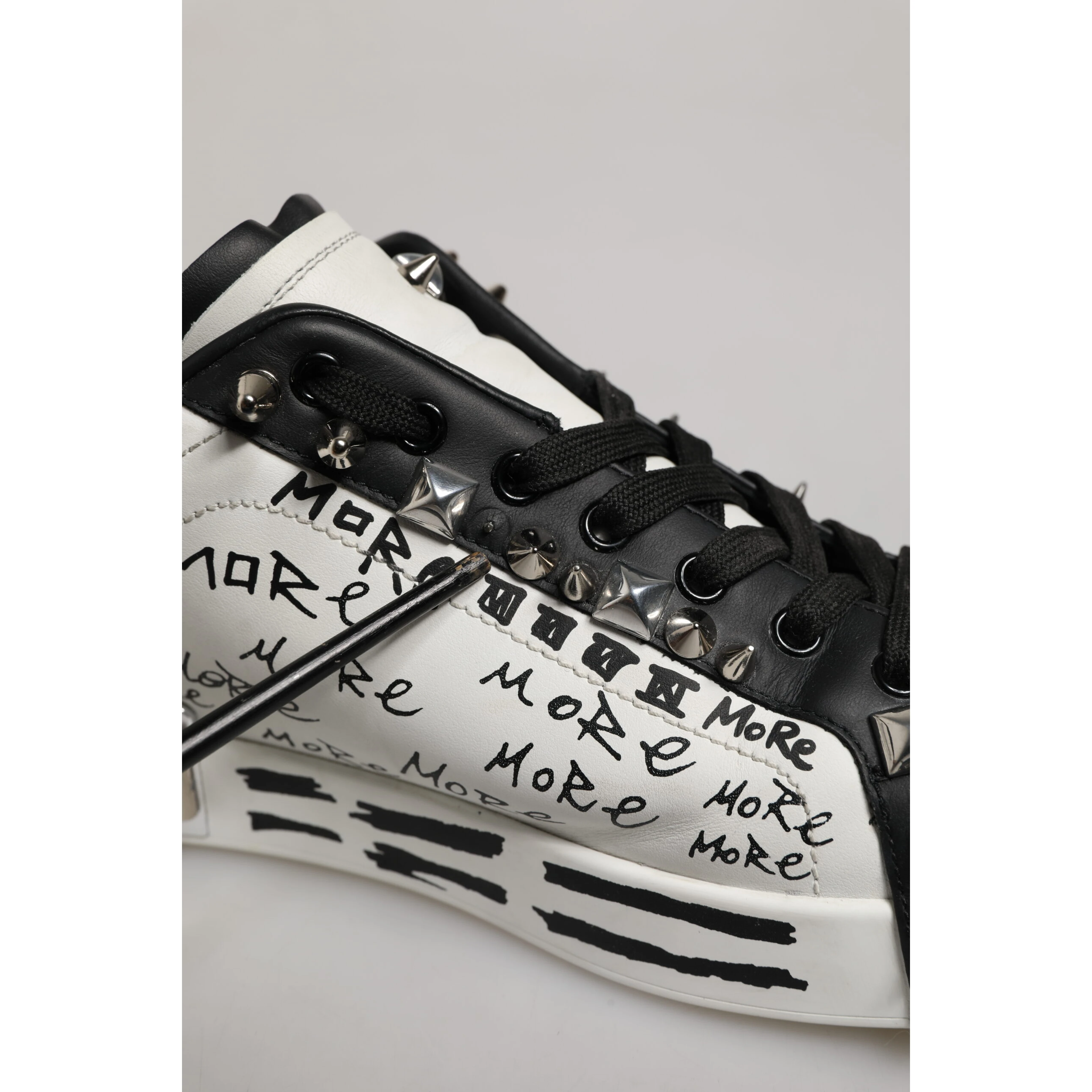 Black White Studded Low Top Sneakers Shoes