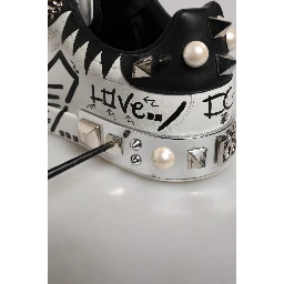 Black White Studded Low Top Sneakers Shoes