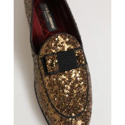 Gold Sequined Slip On Loafers Men Dress Shoes