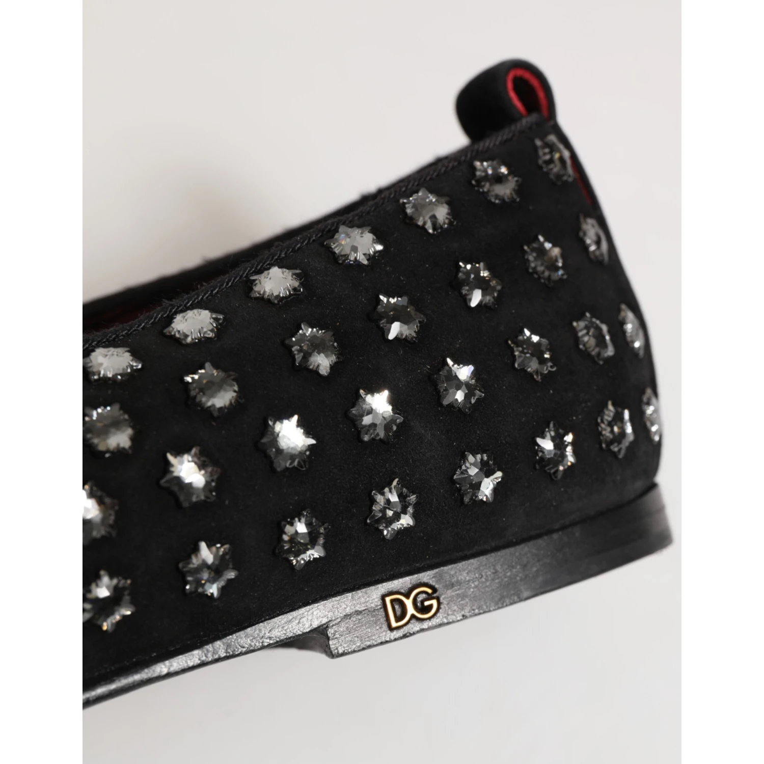 Black Crystal Embellished Loafers Dress Shoes