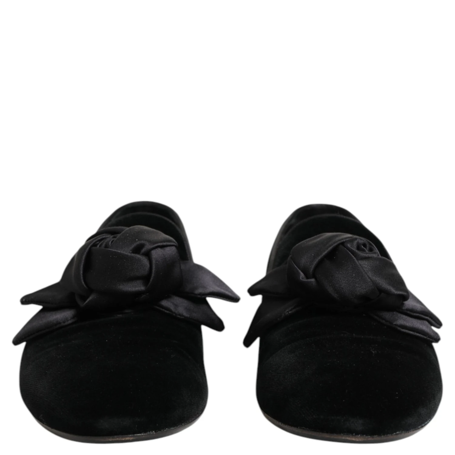 Black Suede Cotton Rose Slip On Loafers Shoes