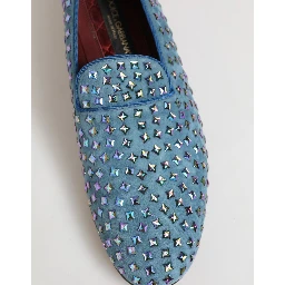 Blue Suede Studded Dress Men Loafers Shoes
