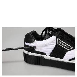 Black White Leather MIAMI Low Top Sneakers Shoes