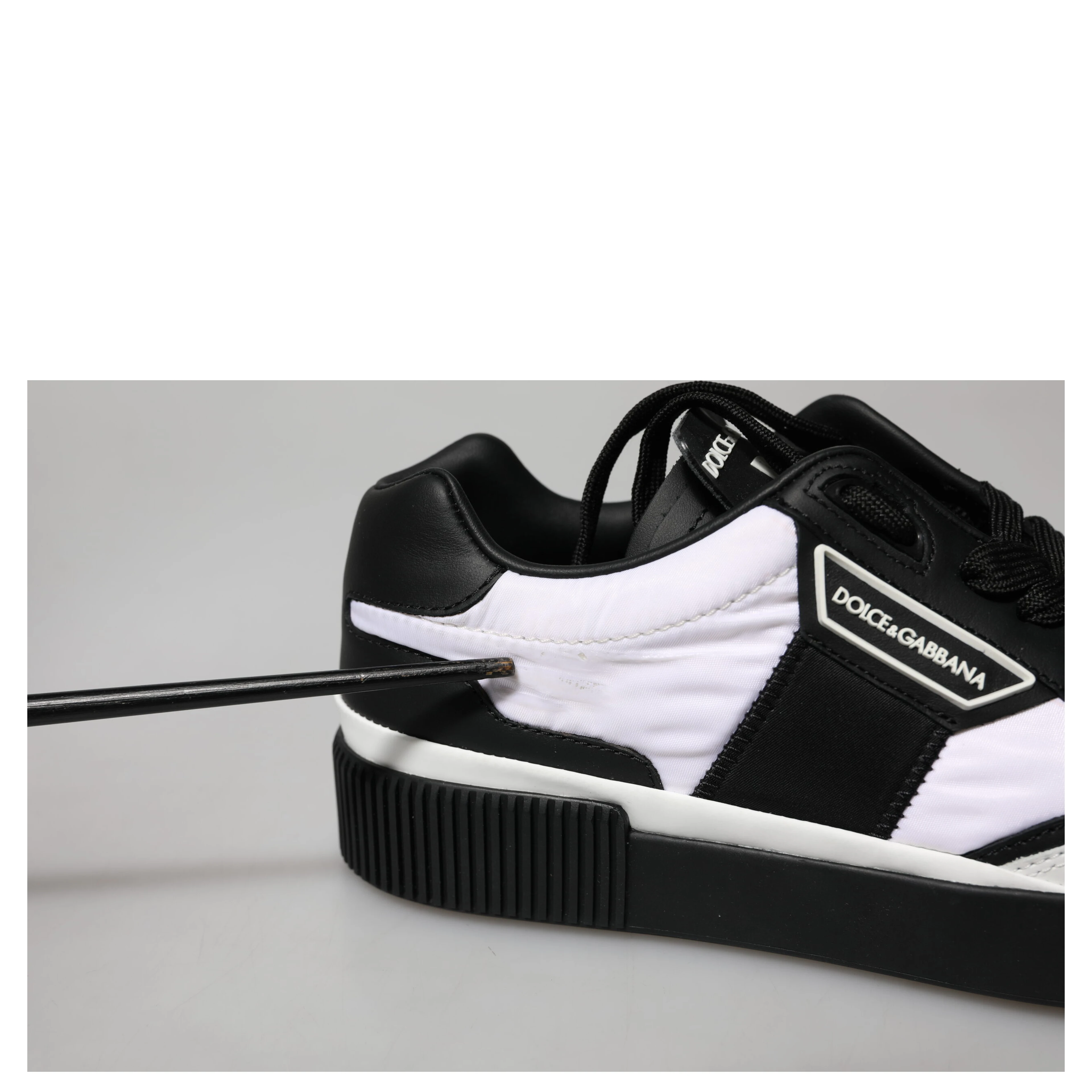 Black White Leather MIAMI Low Top Sneakers Shoes