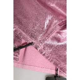 Pink Cotton Stretch Collared Cropped Jacket