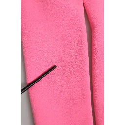 Pink Polyester Long Sleeves Sheath Midi Dress