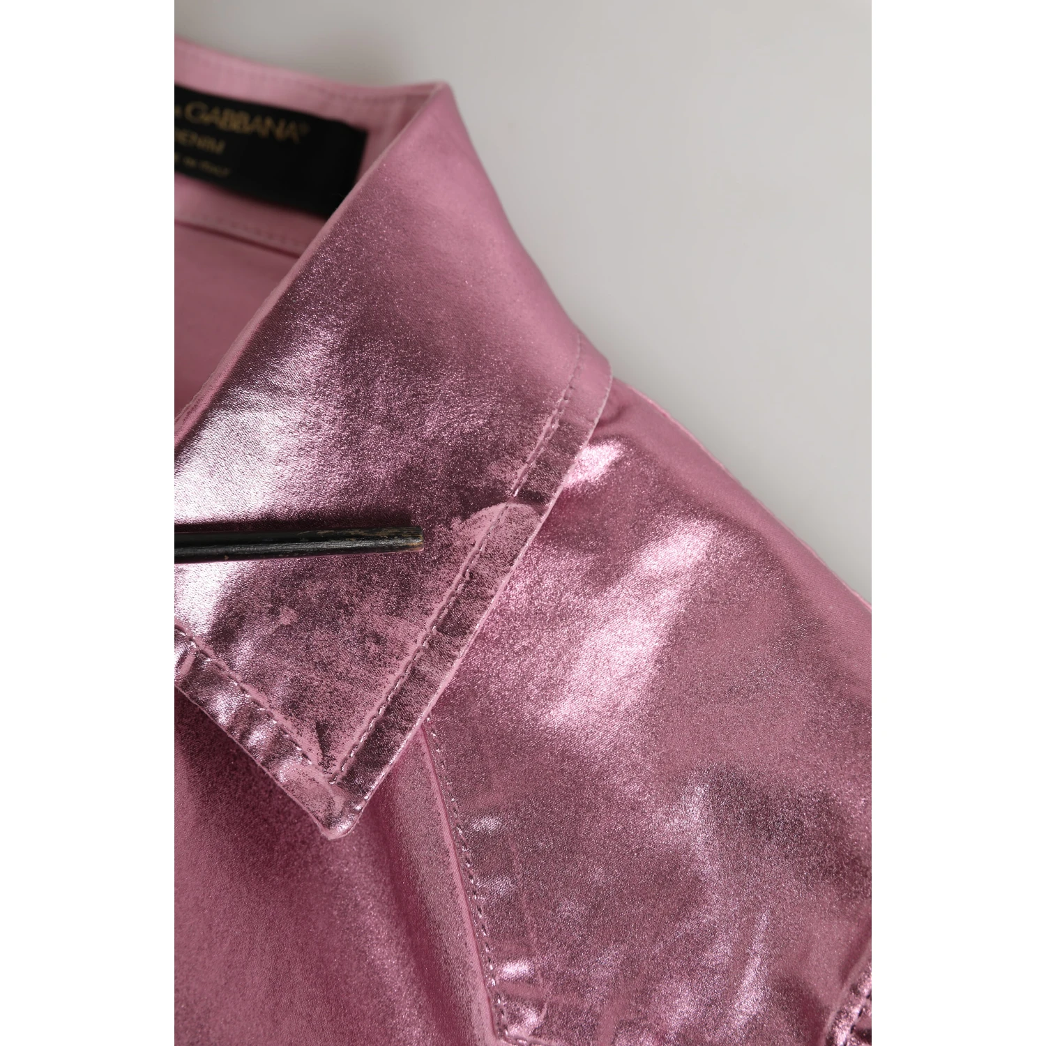 Pink Cotton Stretch Collared Cropped Jacket