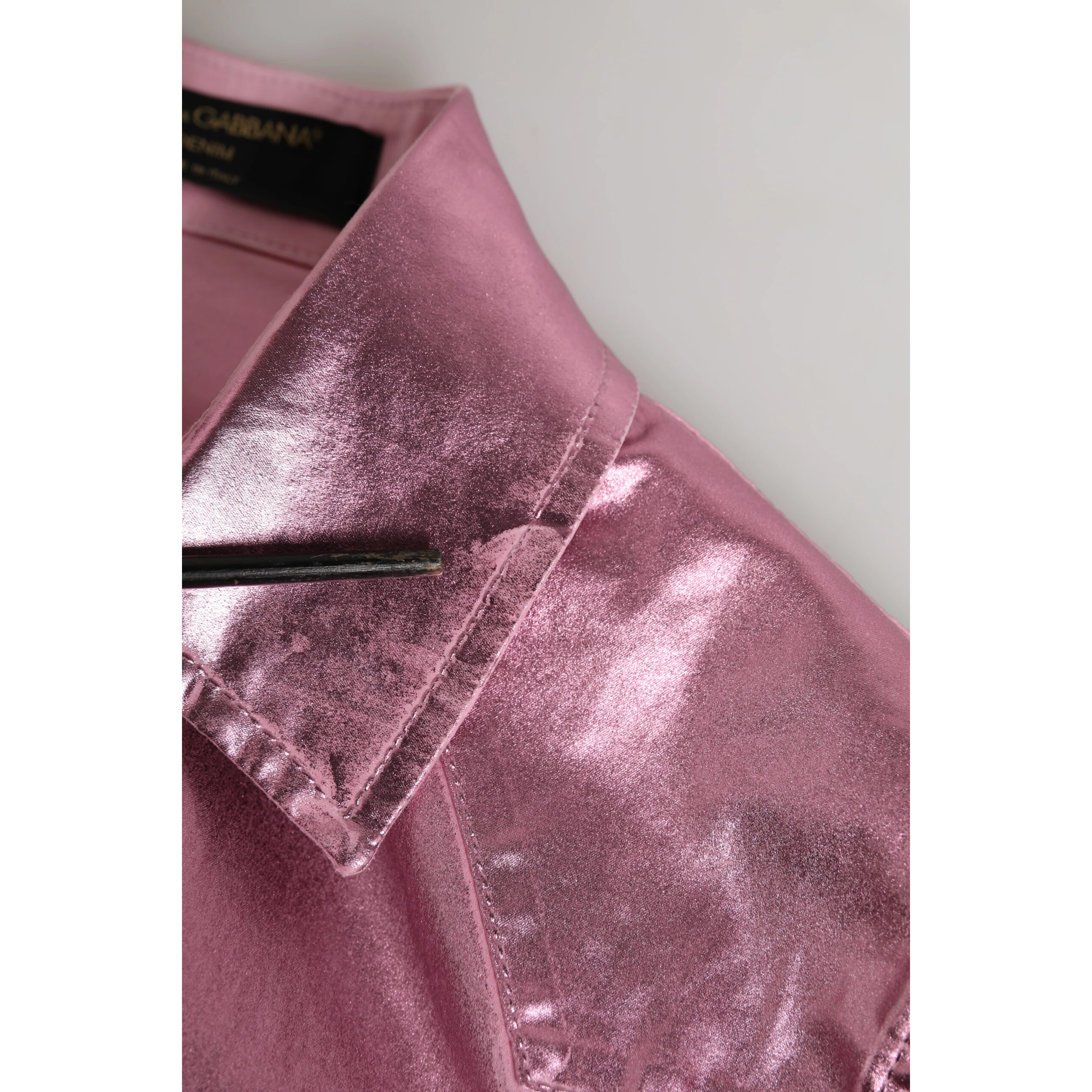 Pink Cotton Stretch Collared Cropped Jacket