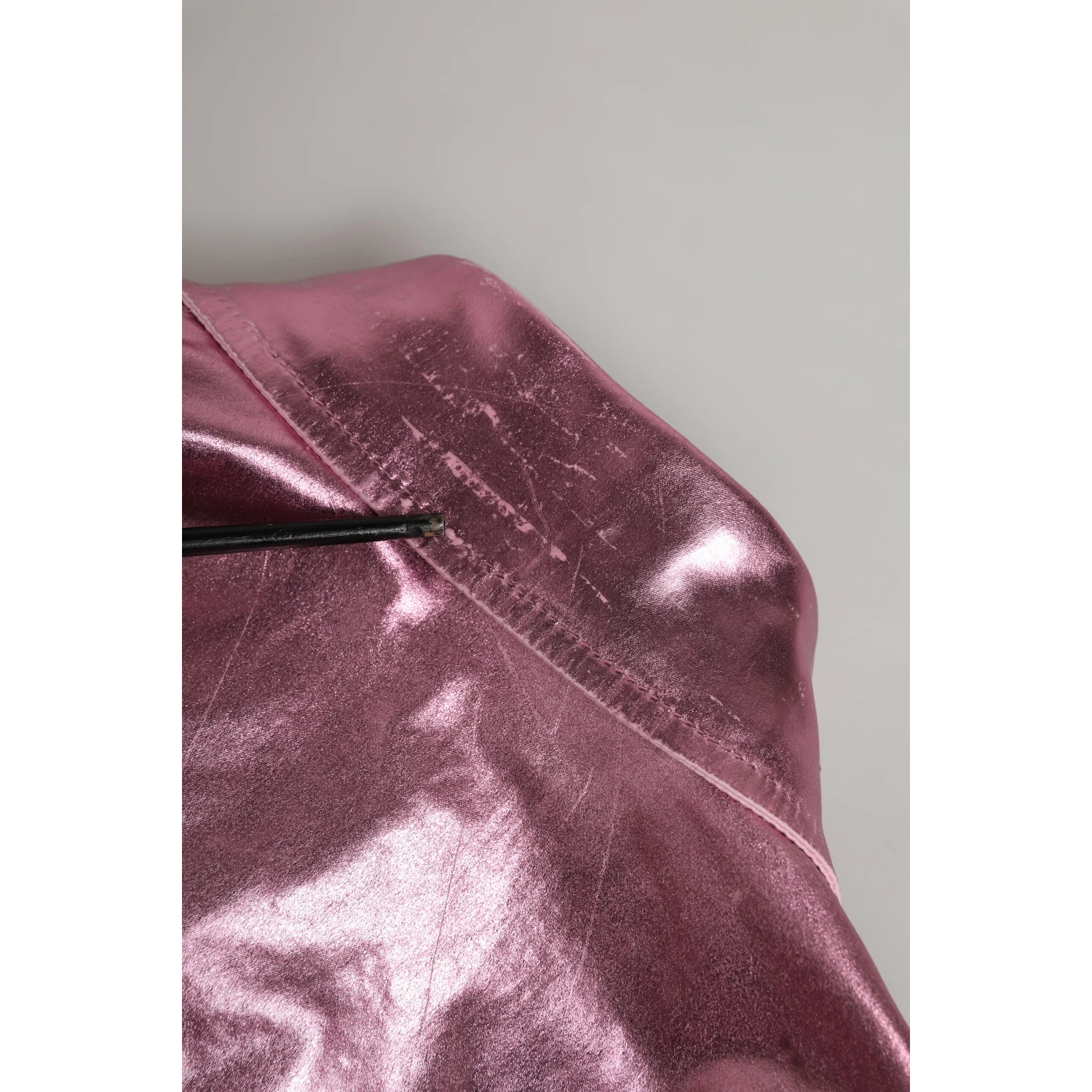 Pink Cotton Stretch Collared Cropped Jacket